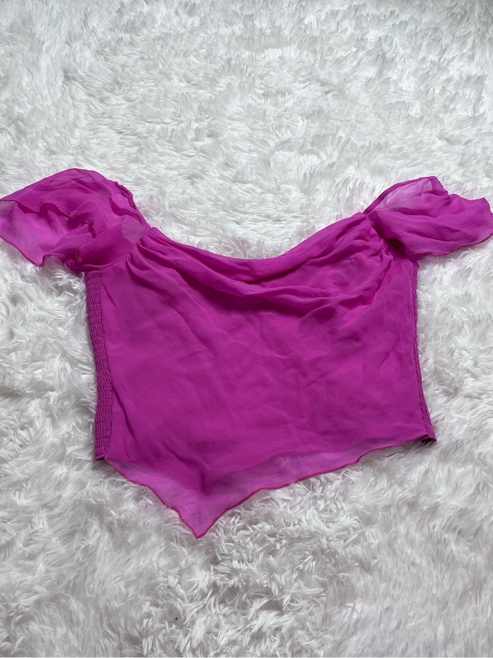 Amanda Uprichard Off-Shoulder Crop Top in Magenta